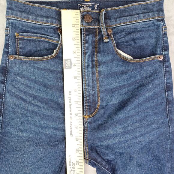 Abercrombie & Fitch Jeans Womens W26/2 Blue Ultra High Rise Super Skinny Raw Hem - Picture 7 of 11